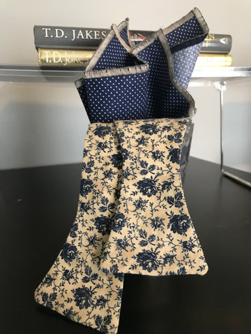 Blue and beige print Bowtie Set