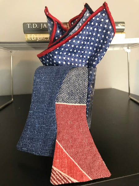 Blue and red Bowtie Set