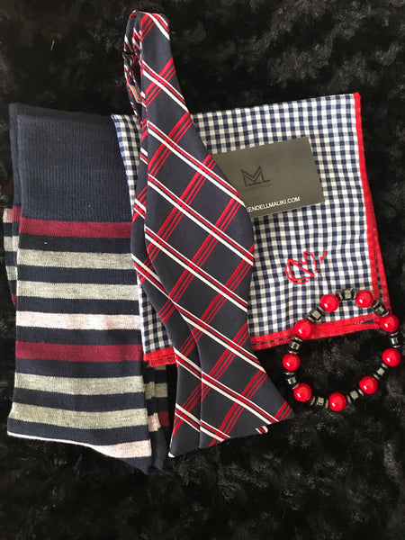 Blue and red  bow tie 4pc set