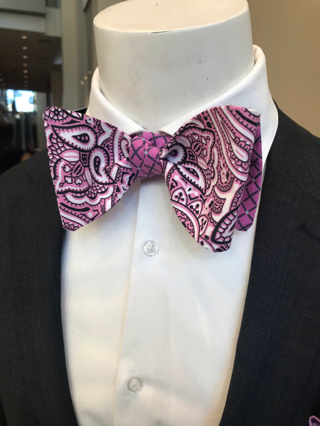 PURPLE PAISLEY PRINT HANDMADE BOWTIE