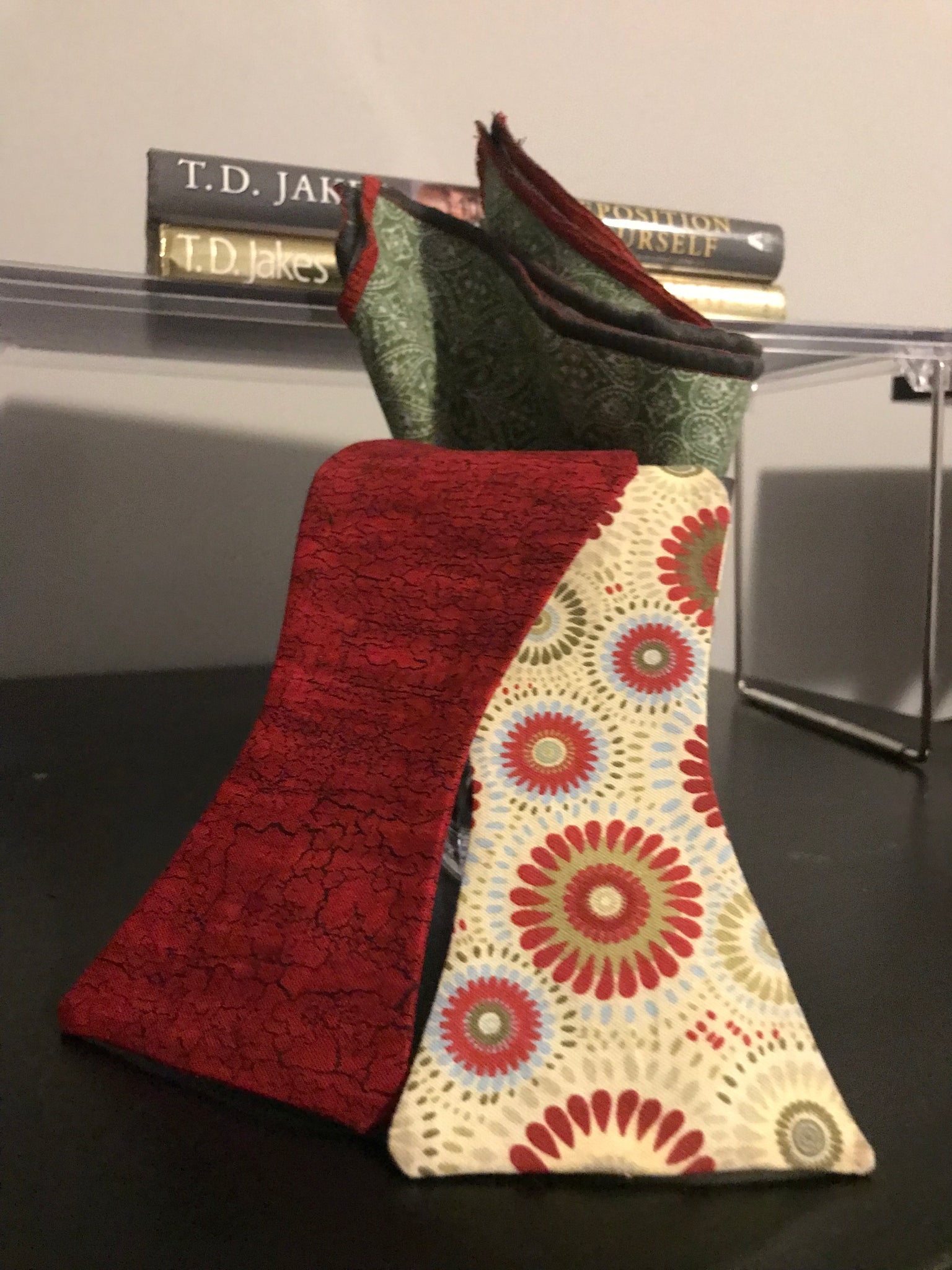 Red and yellow with green Print Bowtie Set