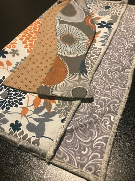Grey and Brown Print Bowtie Set