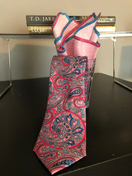 Pink paisley Tie  Set