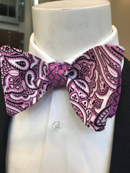 PURPLE PAISLEY PRINT HANDMADE BOWTIE