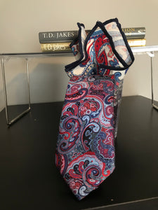 Red and blue paisley Tie set