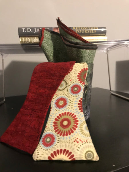 Red and yellow with green Print Bowtie Set