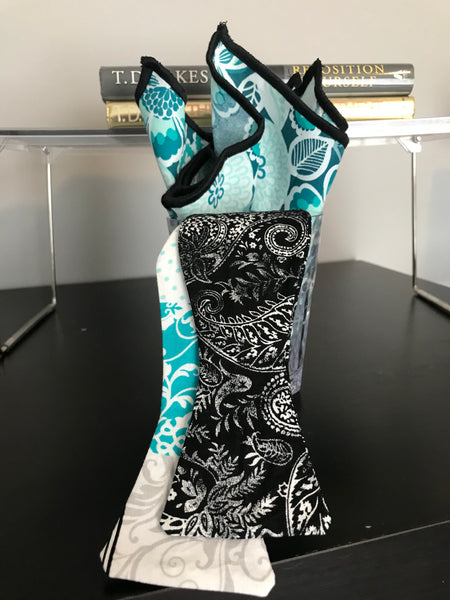 Teal and black Print Bowtie Set